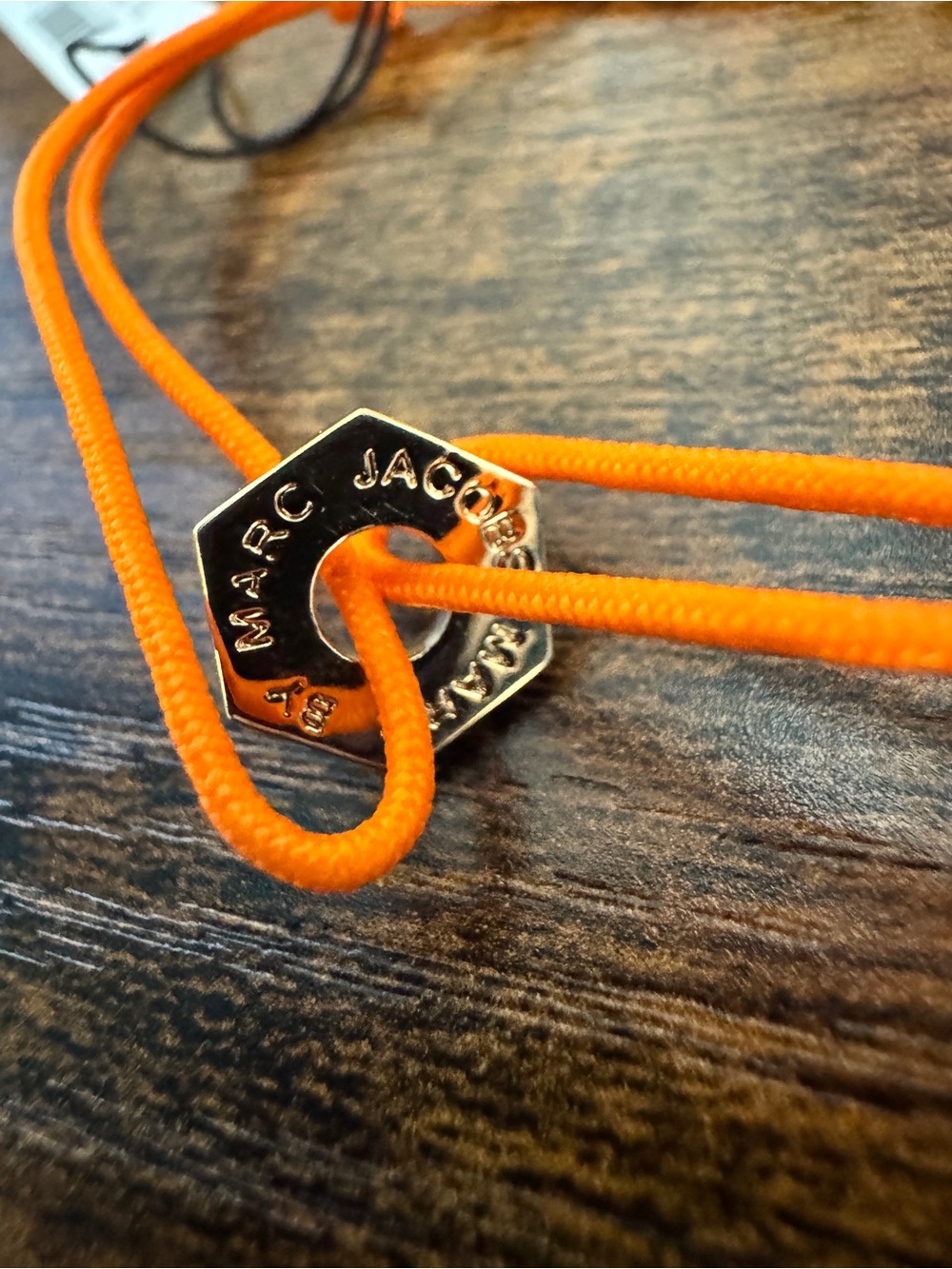 Marc by Marc Jacobs Orange Double Cord Bracelet with Gold Charm NWT - Picture 4 of 5